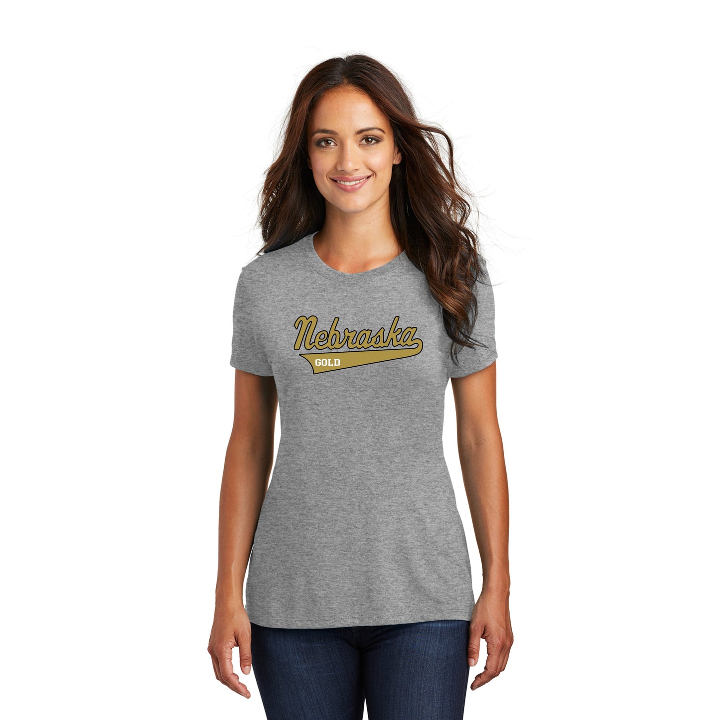 Ladies - Next Level Relaxed Cotton/Poly Tee (Nebraska Gold)