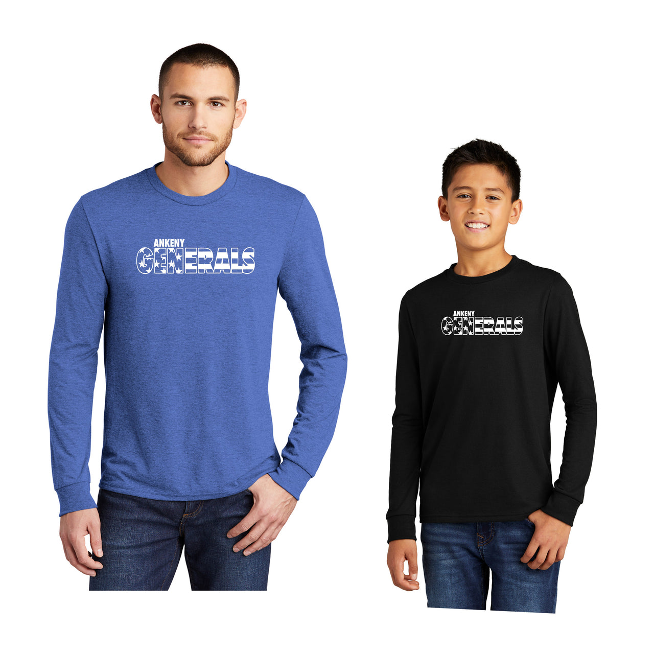 Adult & Youth - Unisex Long Sleeve Tee- (Ankeny Generals Baseball)