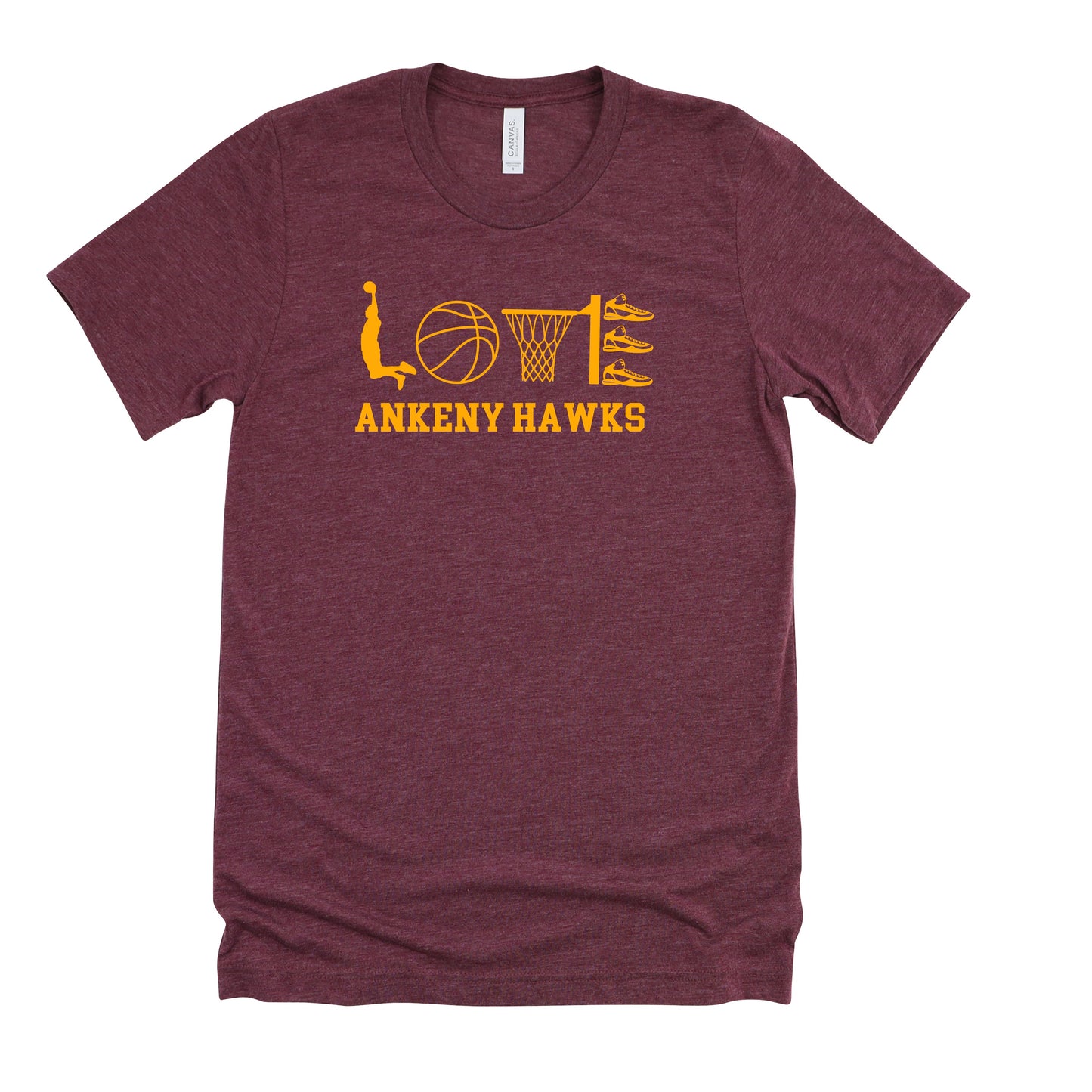 Adult & Youth - Bella Unisex Cotton/Poly Tee - (Ankeny Hawks Basketball)