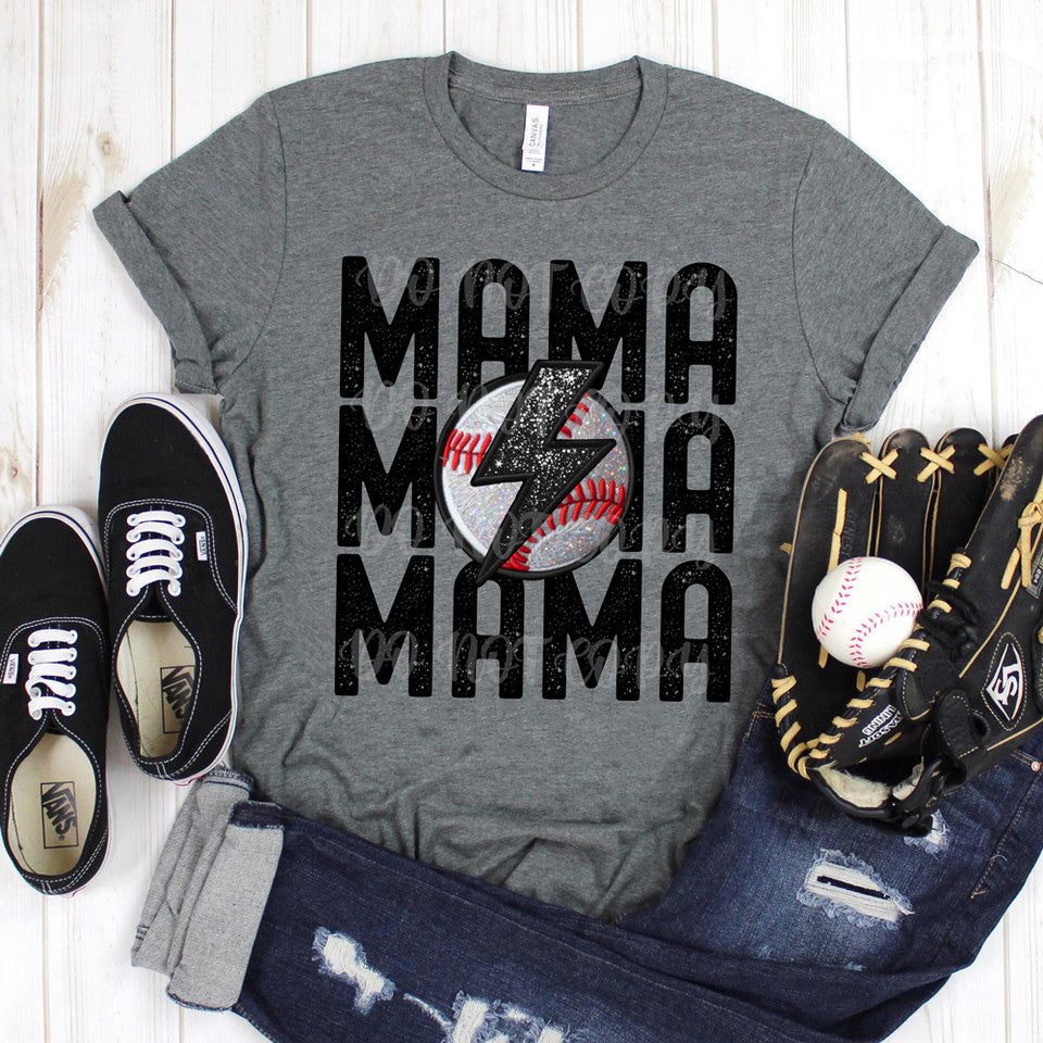 Mama Baseball Faux Embroidery- 6 Apparel Options