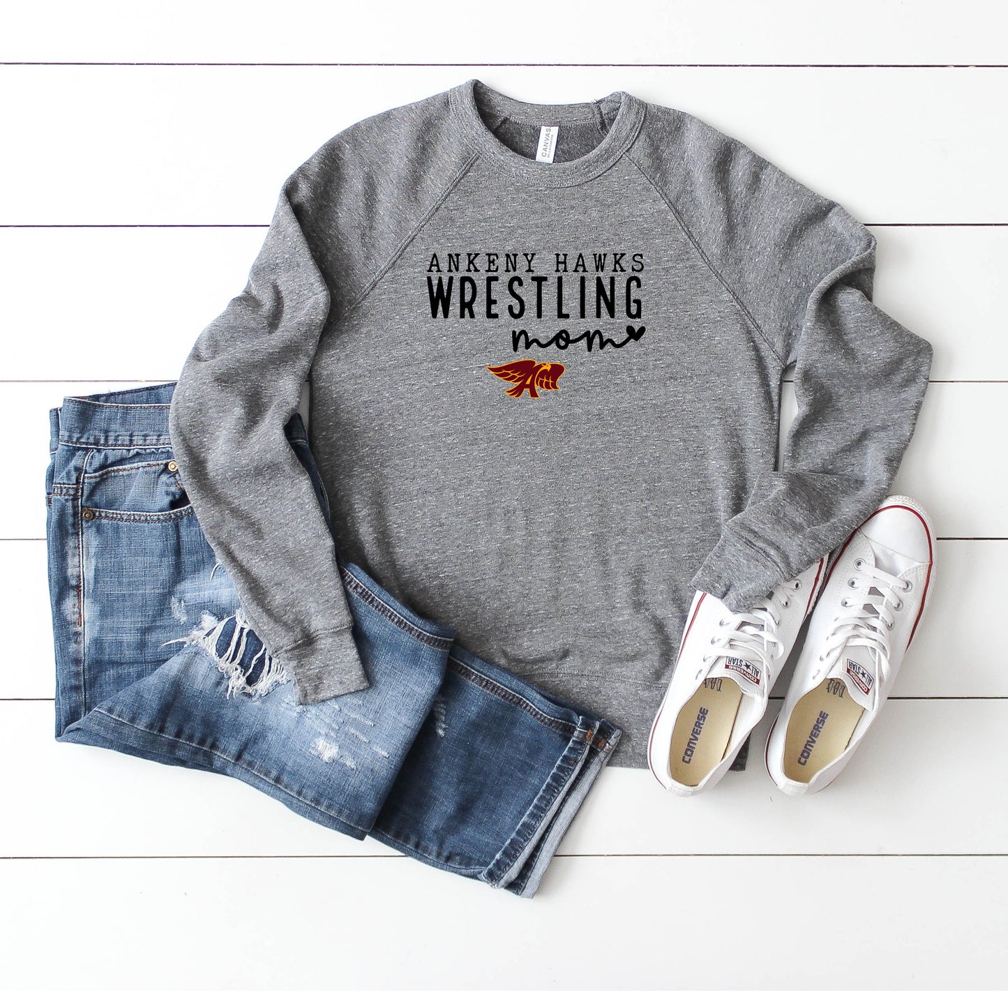 Adult - Unisex Crewneck Raglan Sweatshirt - (Ankeny Hawks Wrestling)