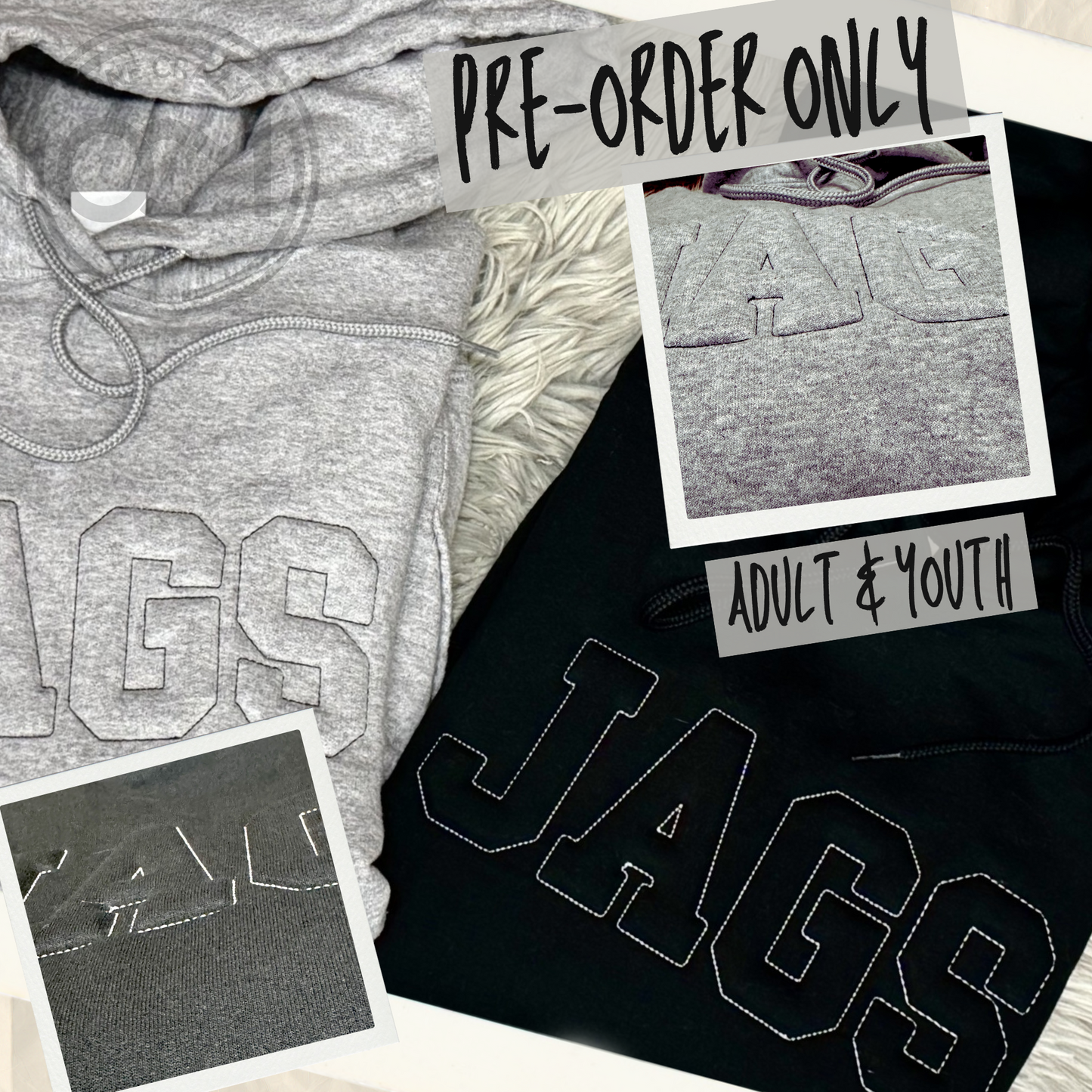 Availalbe Now - Centennial Jags -  Embossed Embroidered Hoodie (Size Lg - Black)