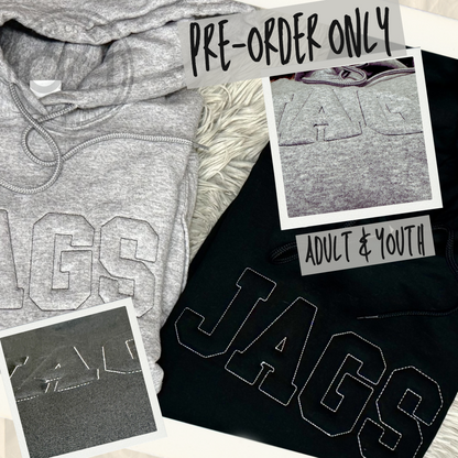 Availalbe Now - Centennial Jags -  Embossed Embroidered Hoodie (Size Lg - Black)