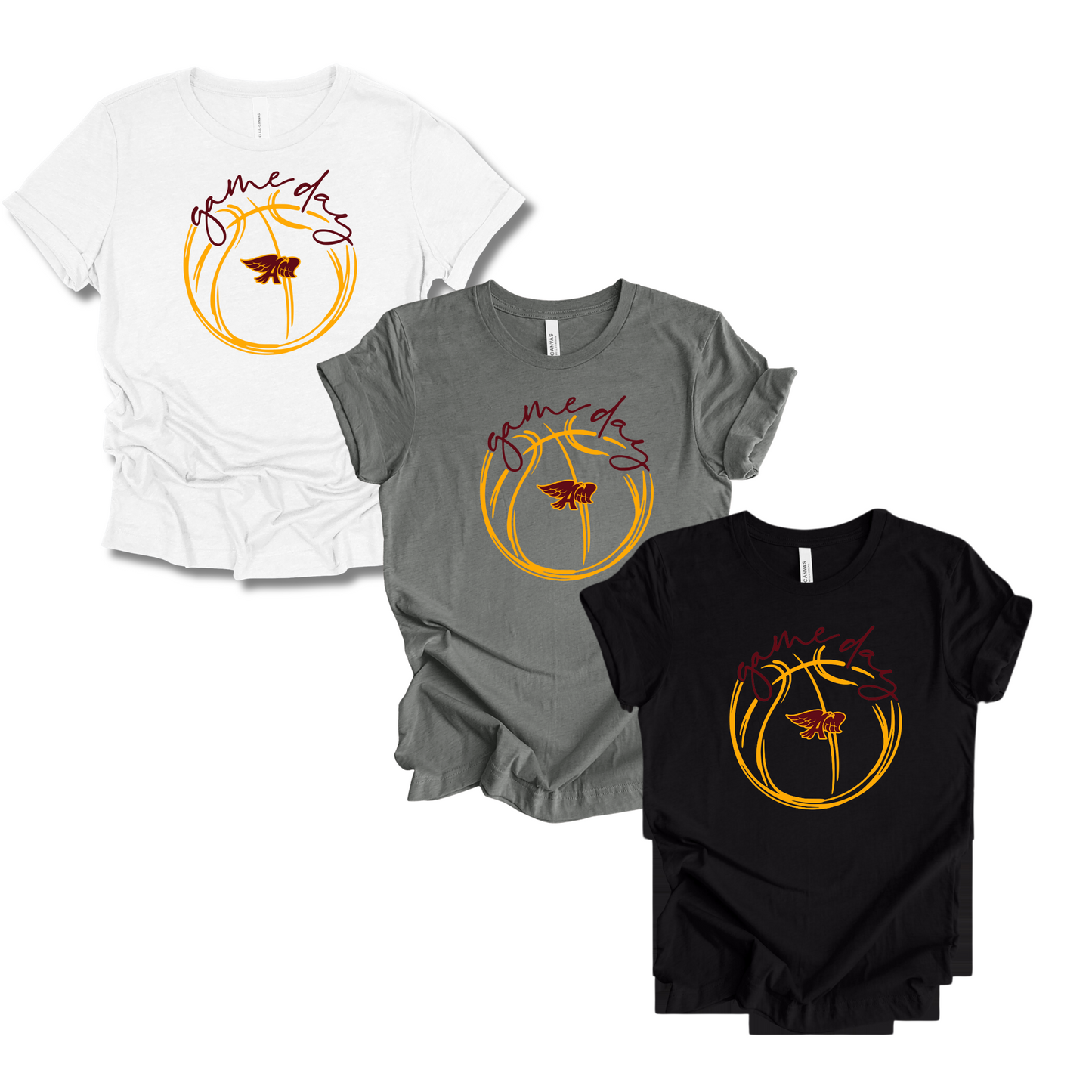 Adult & Youth -Bella Cotton/Poly Tee (Game Day Basketball - Hawks)