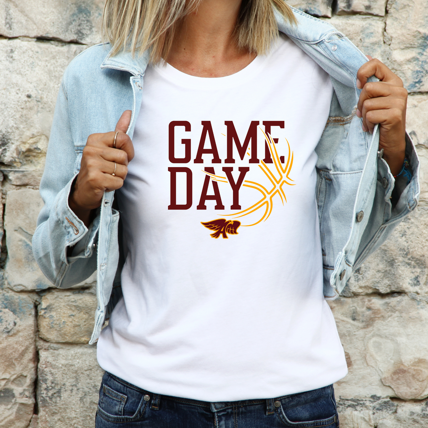 Adult & Youth -Bella Cotton/Poly Tee (Game Day Basketball - Hawks)