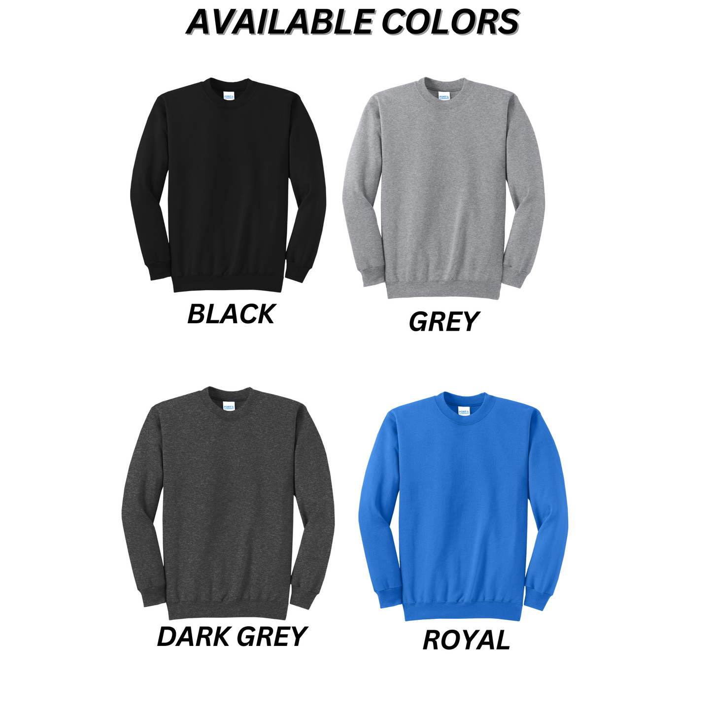 Adult & Youth - Port & Co Crewneck Sweatshirt - (Ankeny Mustangs Baseball)