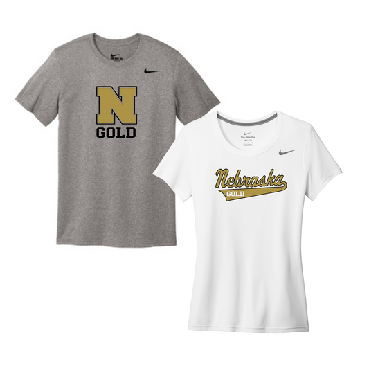 Adult, Ladies & Youth - Nike Performance Tee (Nebraska Gold)