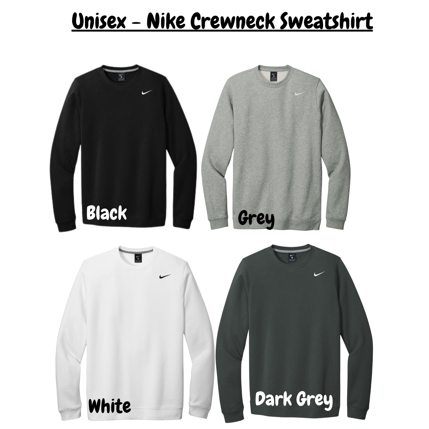 Ladies & Adult -SEQUIN PATCH- Nike Club Pullover Fleece Hoodie or Crewneck- (Centennial Jaguars Collection)