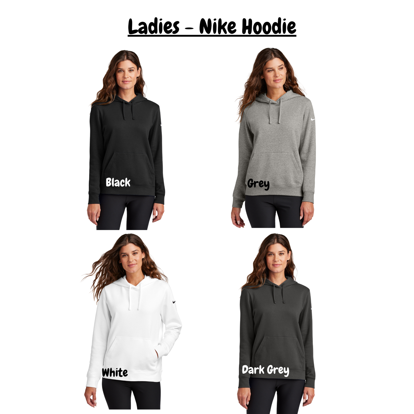 Ladies & Adult -SEQUIN PATCH- Nike Club Pullover Fleece Hoodie or Crewneck- (Centennial Jaguars Collection)