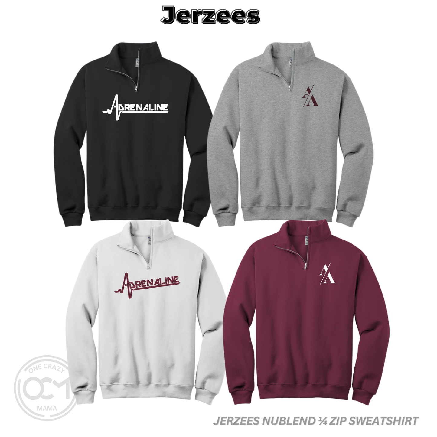Adult - 1/4 Zip Sweatshirt (Adrenaline Baseball)