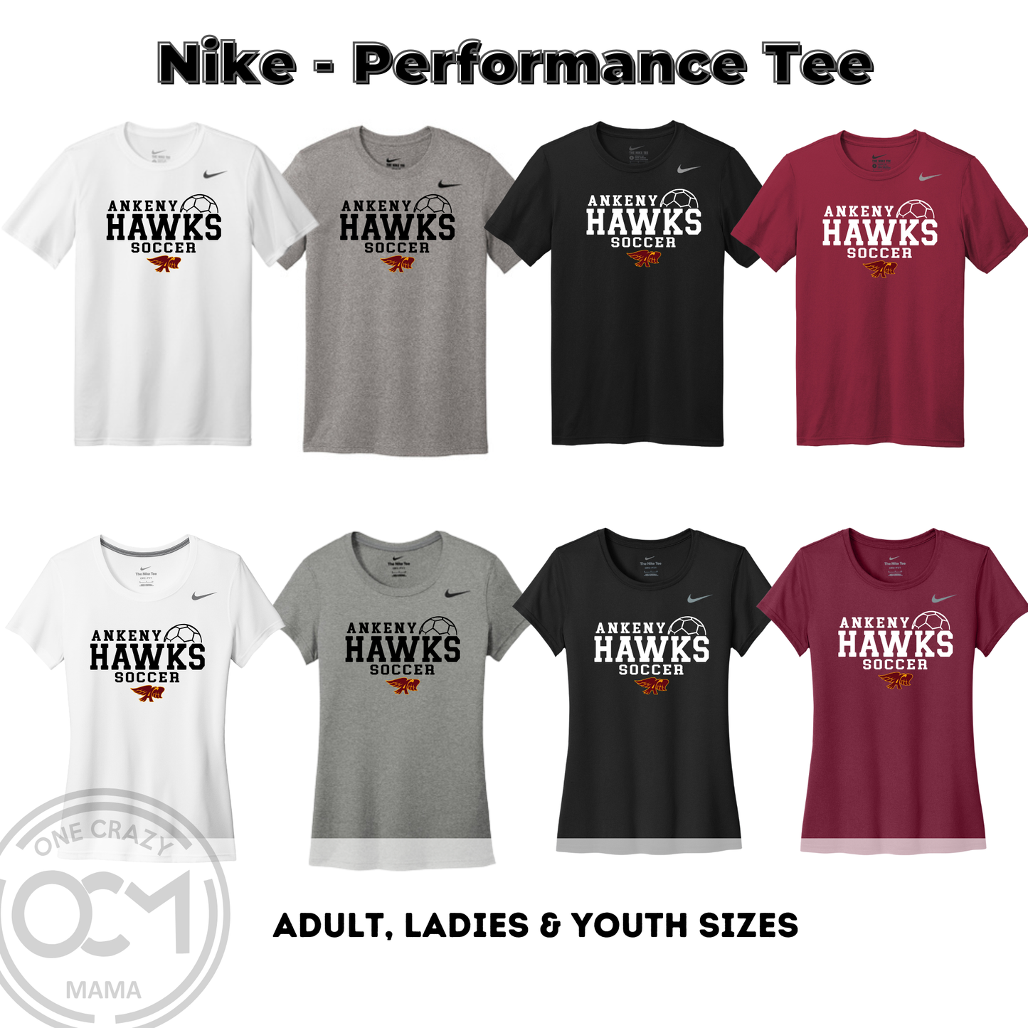 Adult, Youth & Ladies - Performance Tee (Ankeny Hawks Soccer)