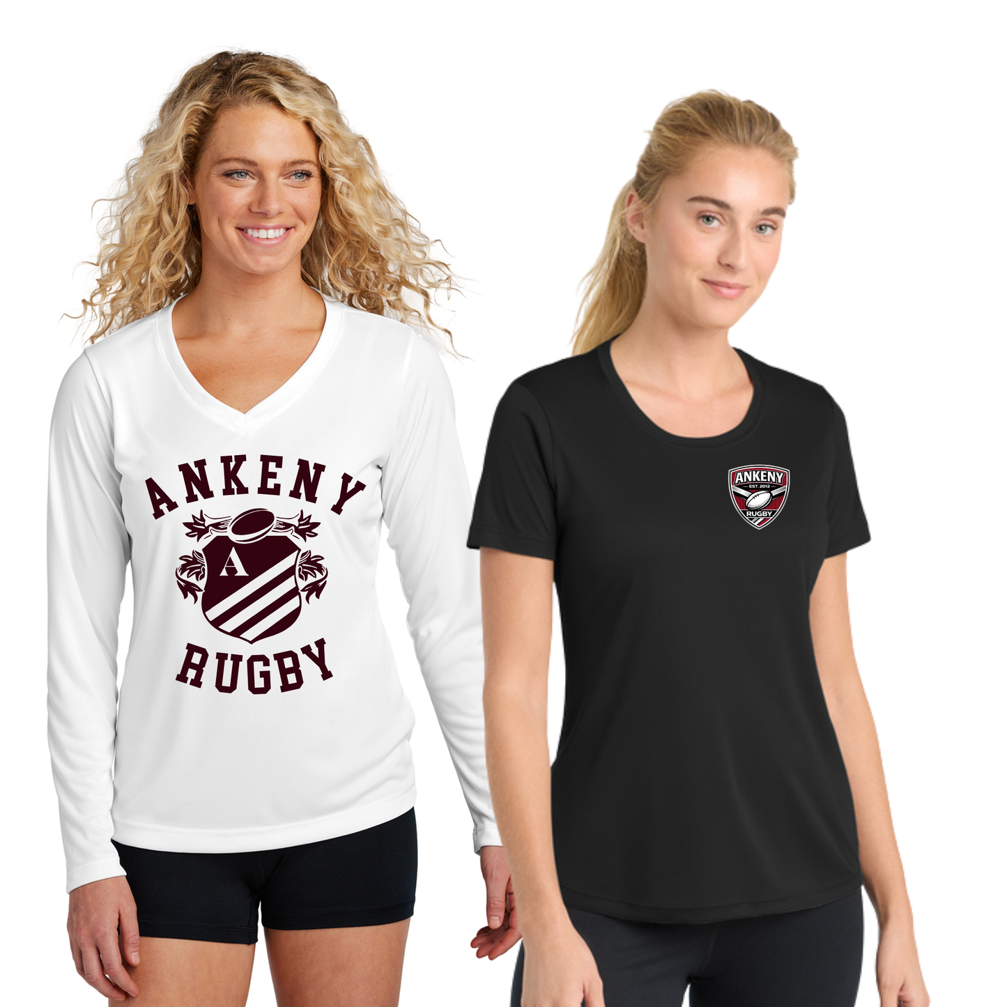 Ladies - Performance Tee & Long Sleeve Vneck Tee (Ankeny Rubgy)