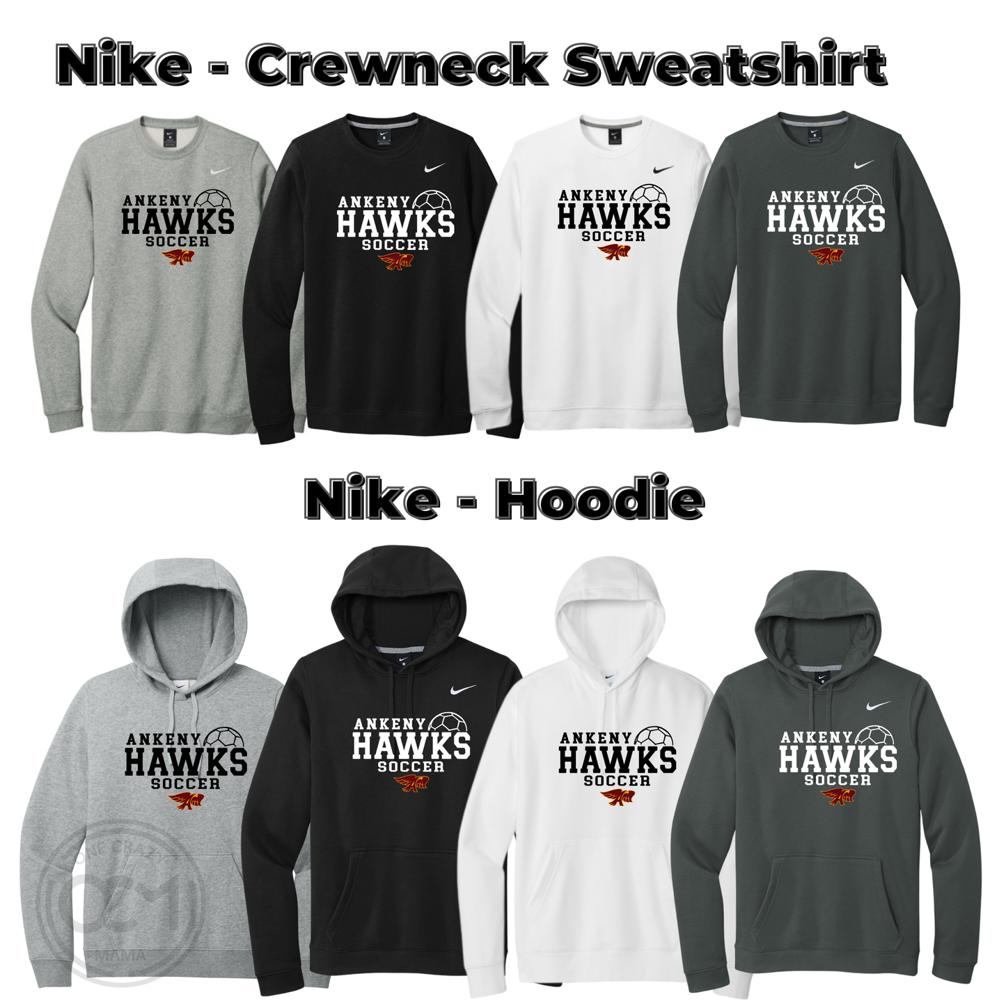 Adult - Hoodie & Crewneck Sweatshirt (Ankeny Hawks Soccer)
