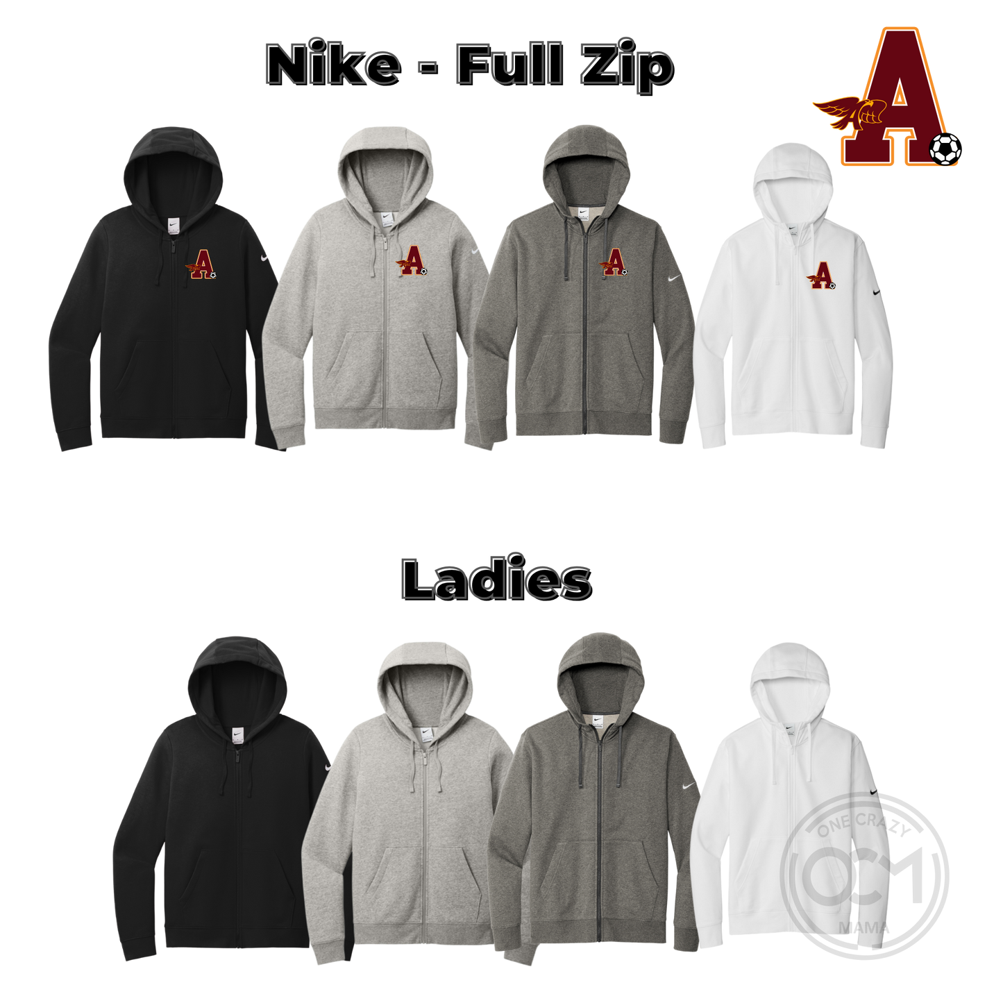 Adult & Ladies - Full Zip Hoodie (Ankeny Hawks Soccer)