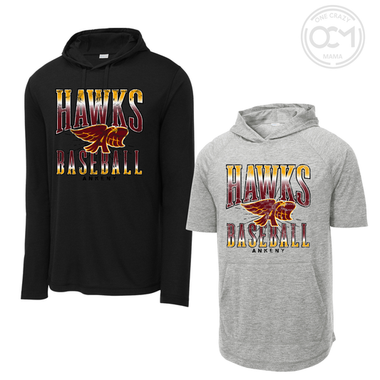 Adult - Hooded Tees (Ankeny Hawks Baseball)