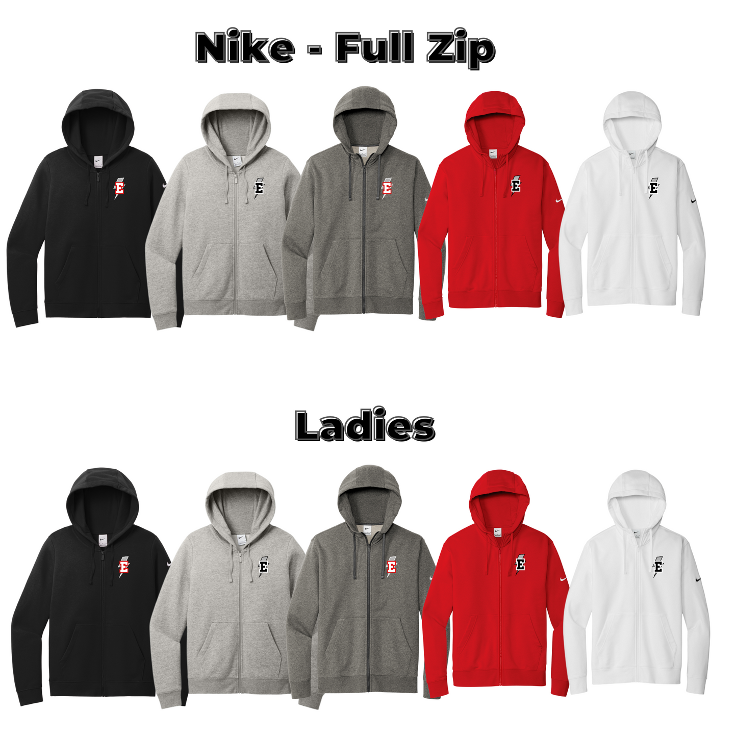 Adult & Ladies - Nike Full Zip Hoodie (Iowa Energy Baseball)