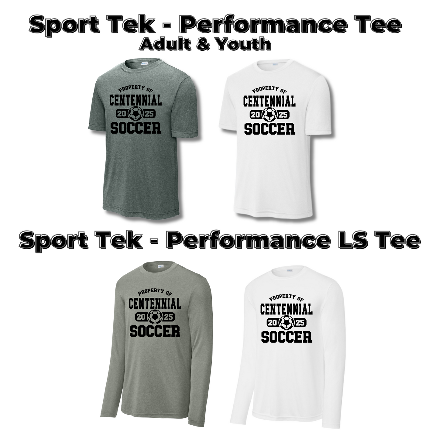 Youth - Sport Tek Tee & LS Tee Performance apparel - (Centennial Jaguars Soccer)