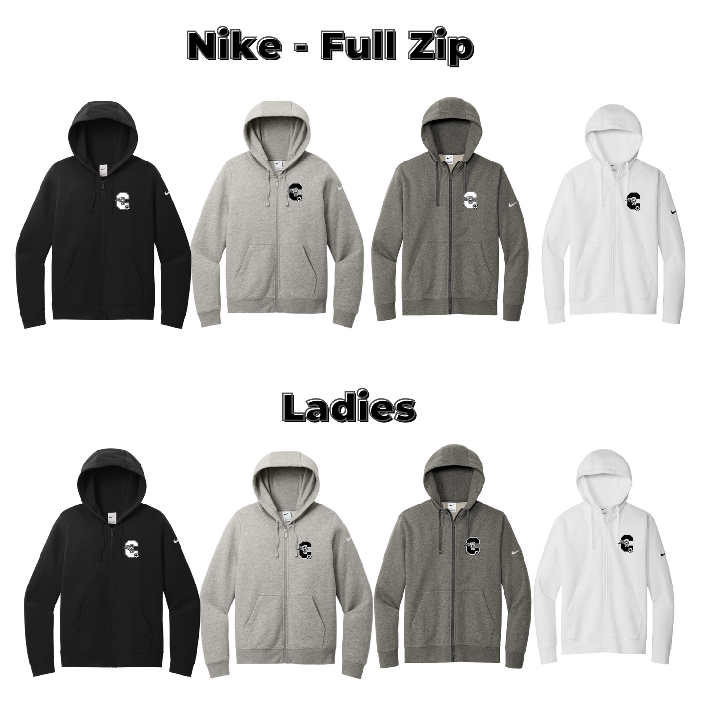 Adult & Ladies - Nike Full Zip Hoodie (Centennial Jaguar Soccer)