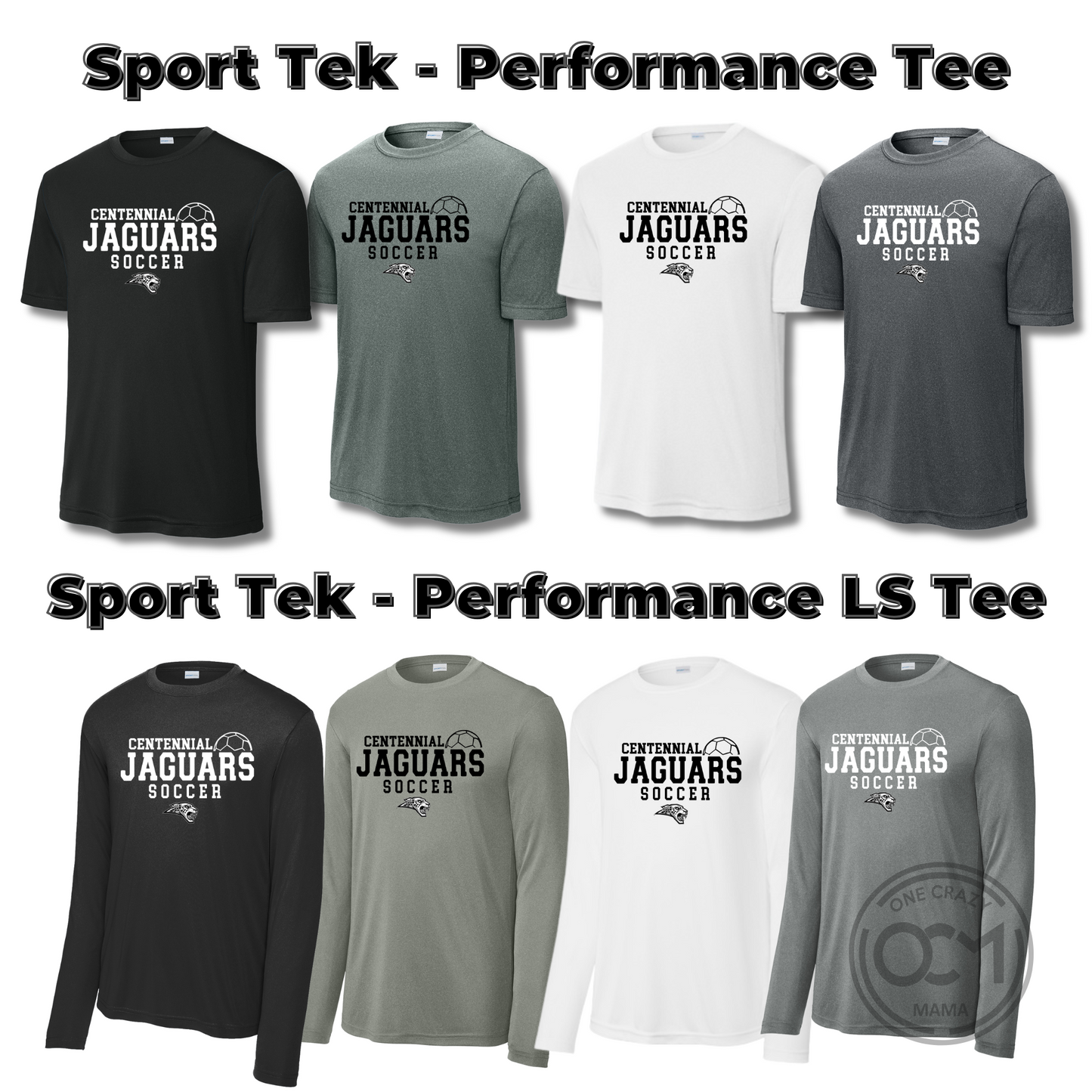 Youth - Sport Tek Tee & LS Tee Performance apparel - (Centennial Jaguars Soccer)