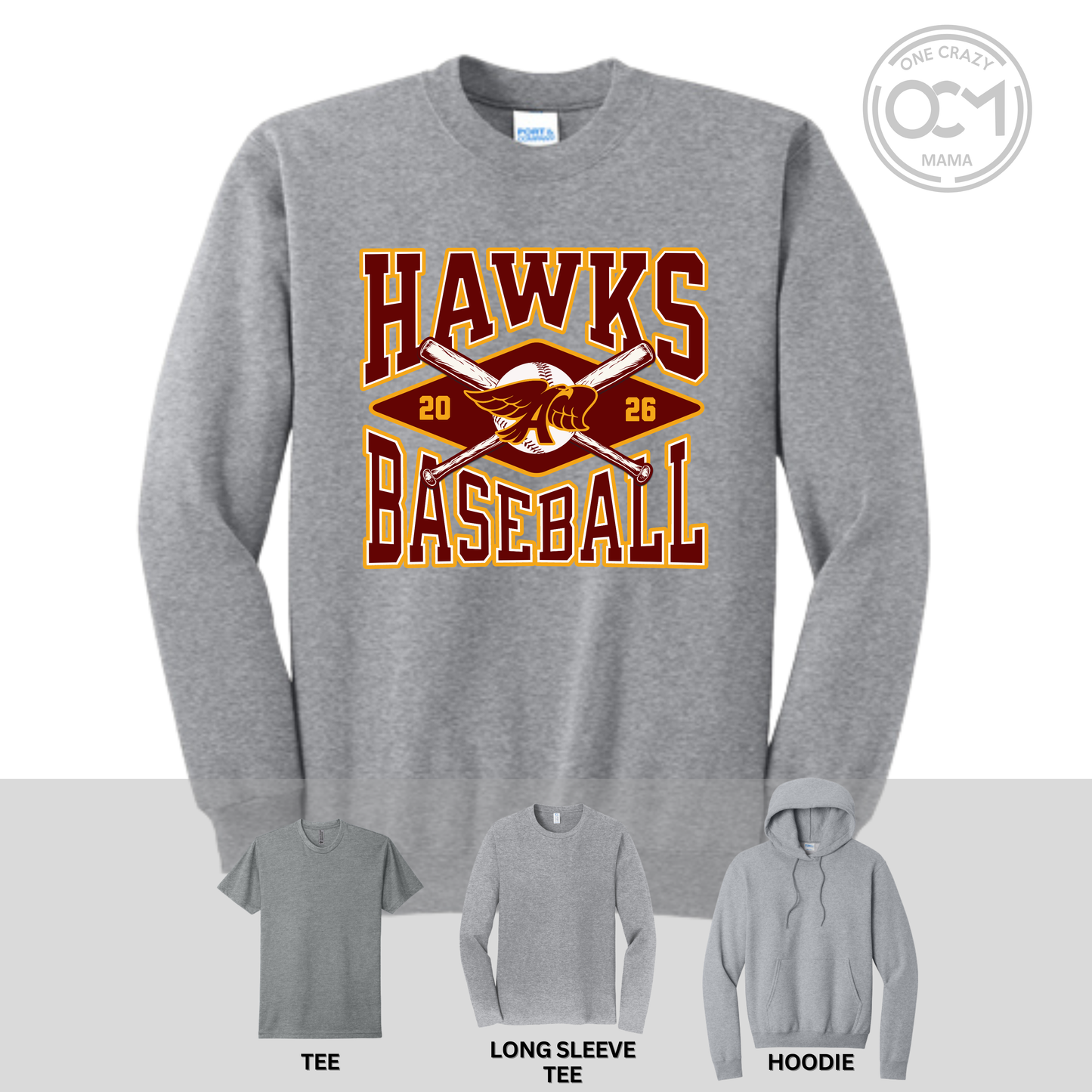 Adult - Multiple Apparel Options (Ankeny Hawks Baseball)