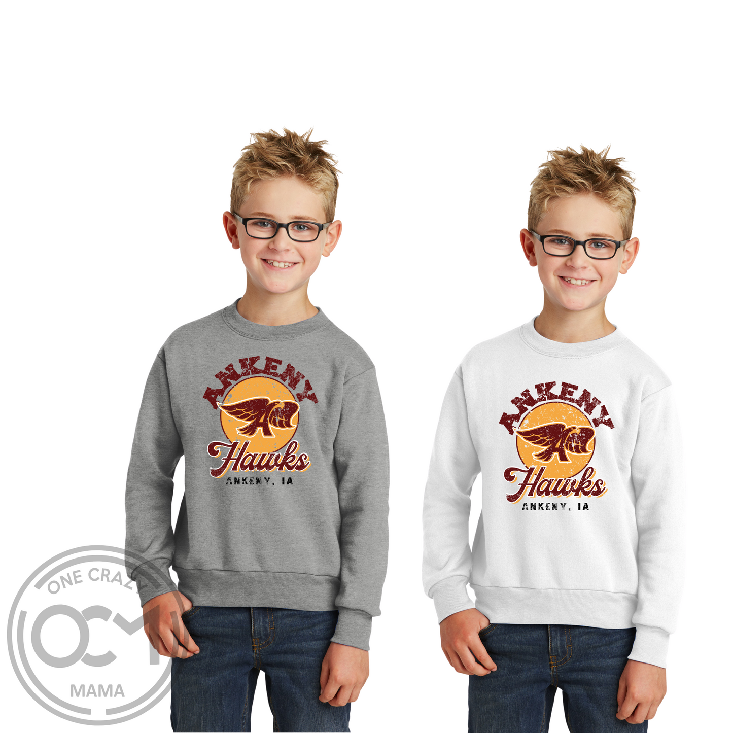 Adult & Youth - Unisex Crewneck Sweatshirt (Ankeny Hawks Collection)