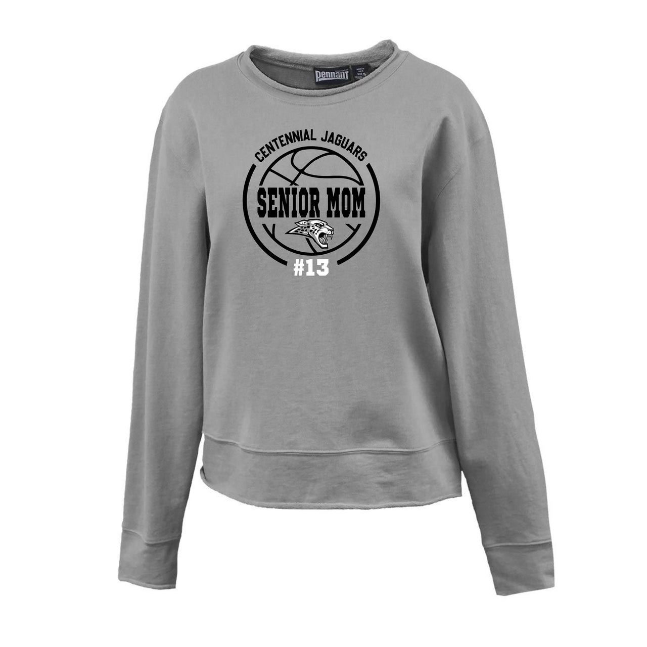 Ladies - Roll Edge Crewneck Sweatshirt - (Senior Jaguar Basketball Moms)