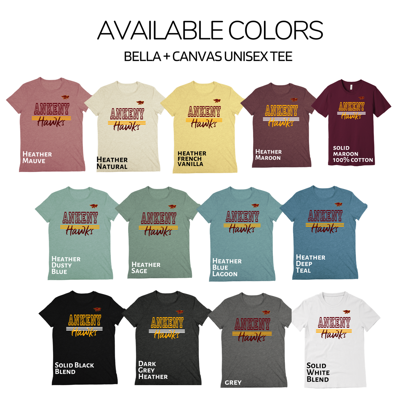 Adult - Bella Cotton/Poly Tee - (Ankeny Hawks Collection)