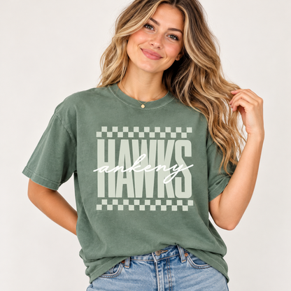 Checkered Mascot Tee | Ankeny Hawks Collection