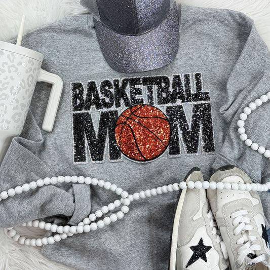 Adult - Basketball Mom Sequin Patch Tees & Sweatshirts (Comfort Colors)