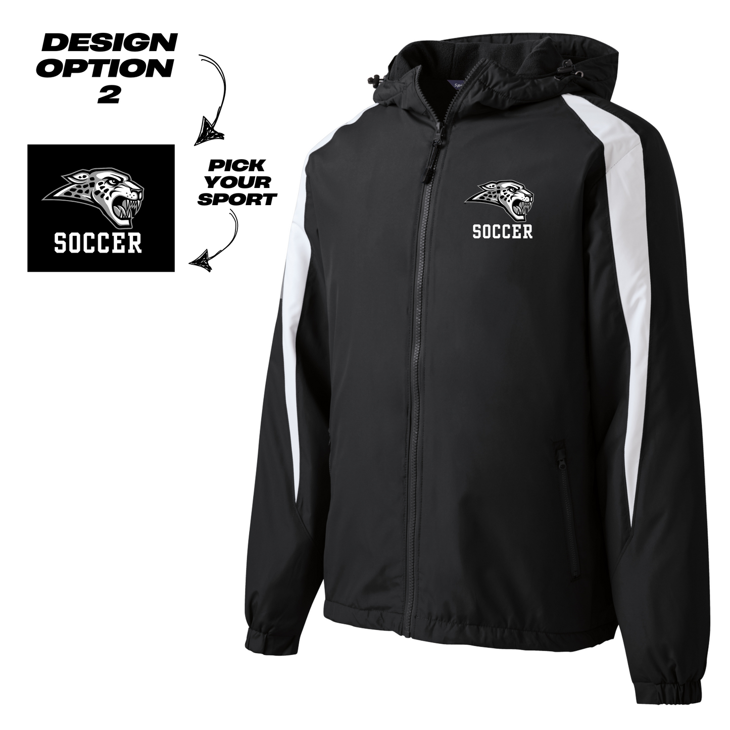 Adult & Youth - Fleece Lined Colorblock Jacket -  (Centennial Jaguar Soccer)