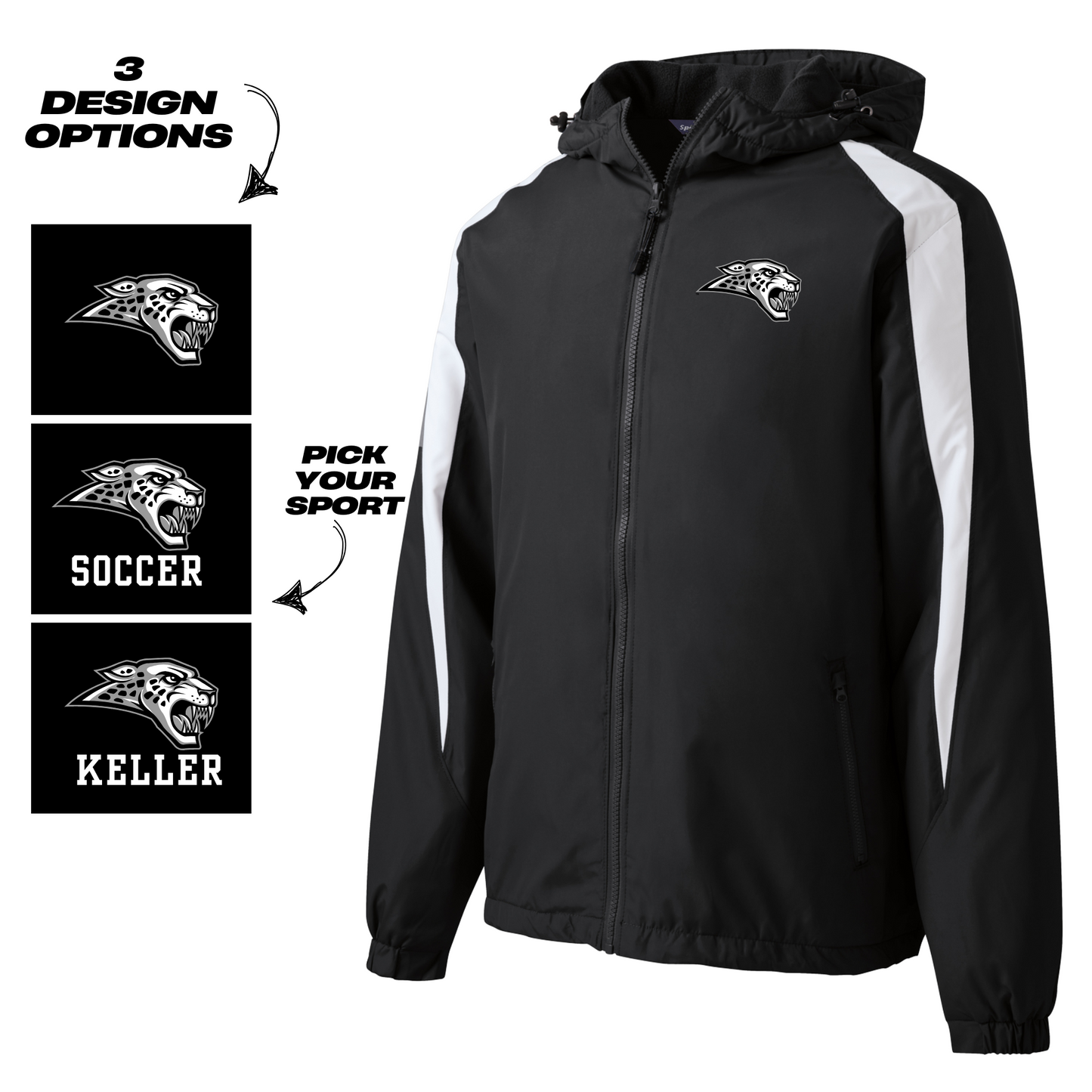 Adult & Youth - Fleece Lined Colorblock Jacket -  (Centennial Jaguar Soccer)