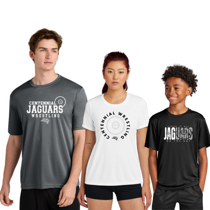 Adult, Ladies & Youth - (5 Designs) - Unisex Dri-Fit Tee -  (Centennial Jaguar Wrestling)