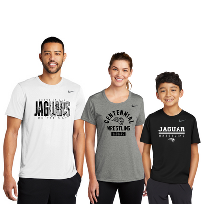 Adult, Ladies & Youth - (5 Designs) Nike Legend Dri Fit Tee -  (Centennial Jaguar Wrestling)