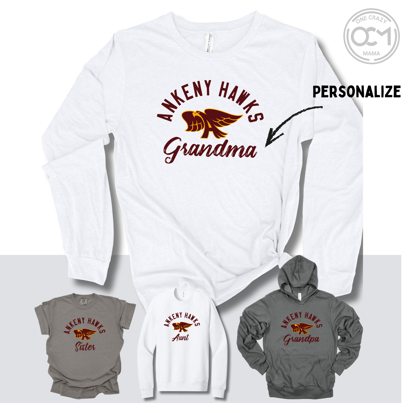 Adult - CUSTOM Premium Apparel (Ankeny Hawks Collection)