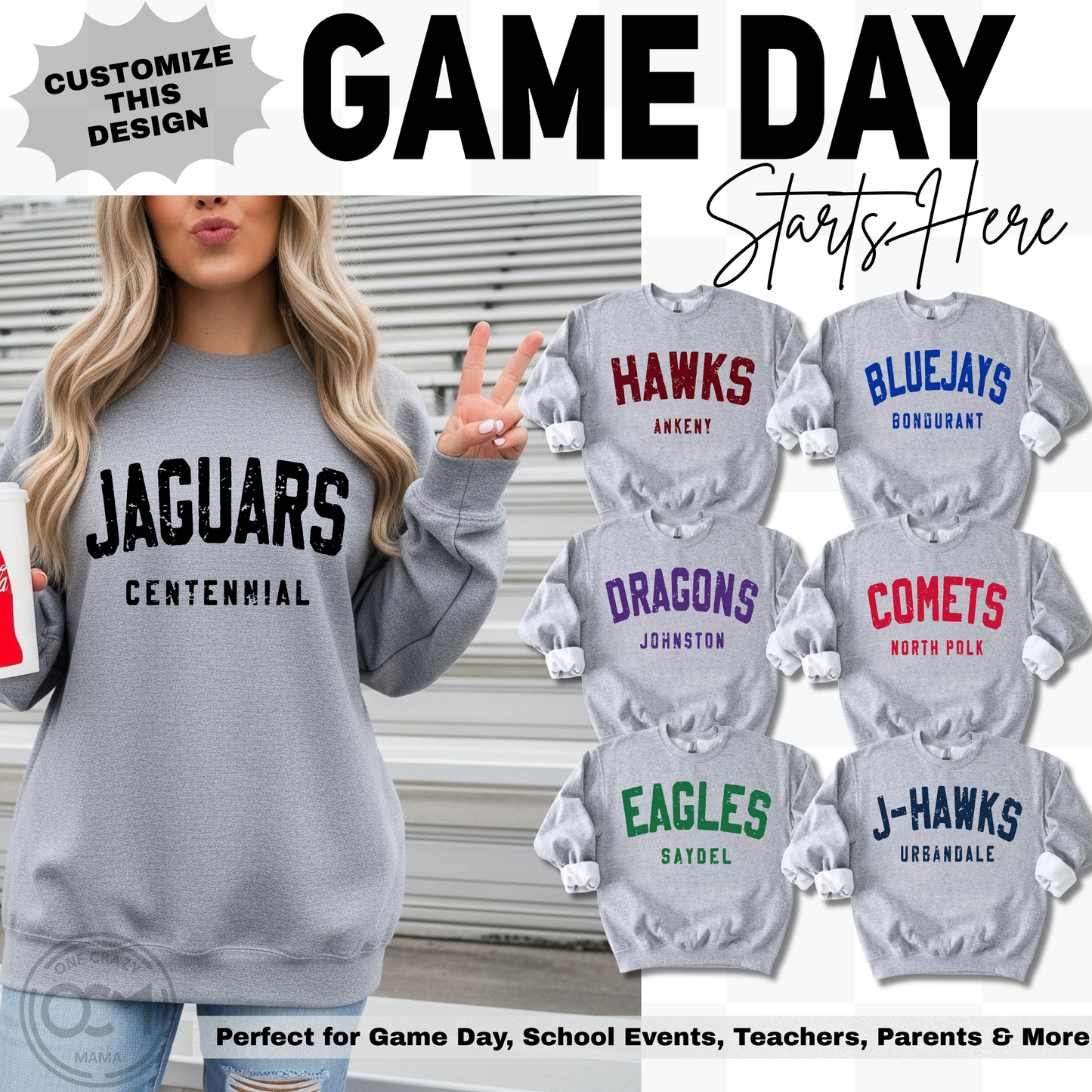 Adult - Custom Mascot + School (Custom Apparel)