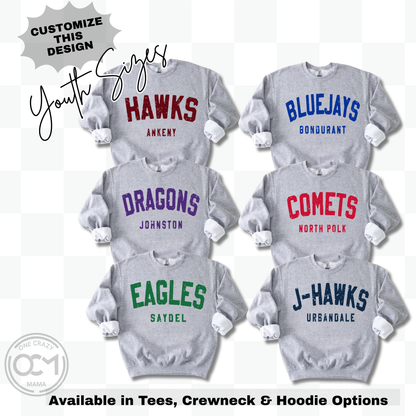 Youth - Custom Mascot + School (Custom Apparel)