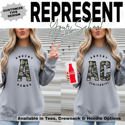Adult - Custom Camo Letter(s) + School (Custom Apparel)
