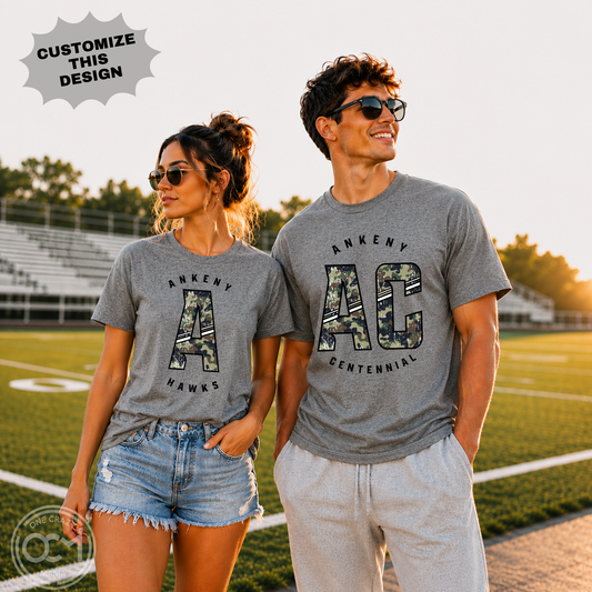 Adult - Custom Camo Letter(s) + School (Custom Apparel)