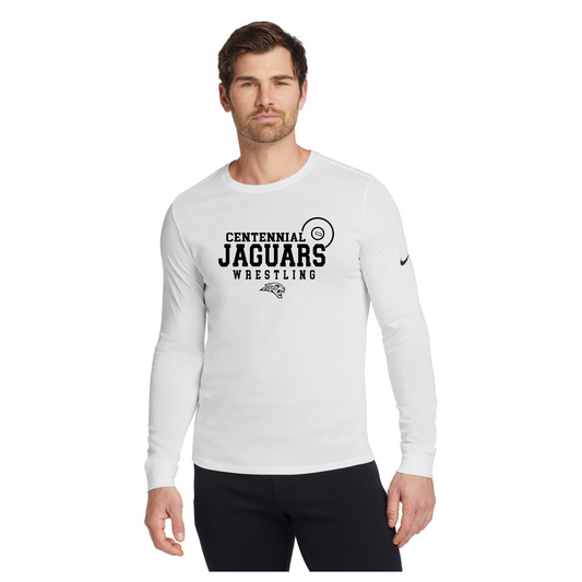 Adult - (5 Designs) Nike Cotton/Poly Long Sleeve Tee -  (Centennial Jaguar Wrestling)