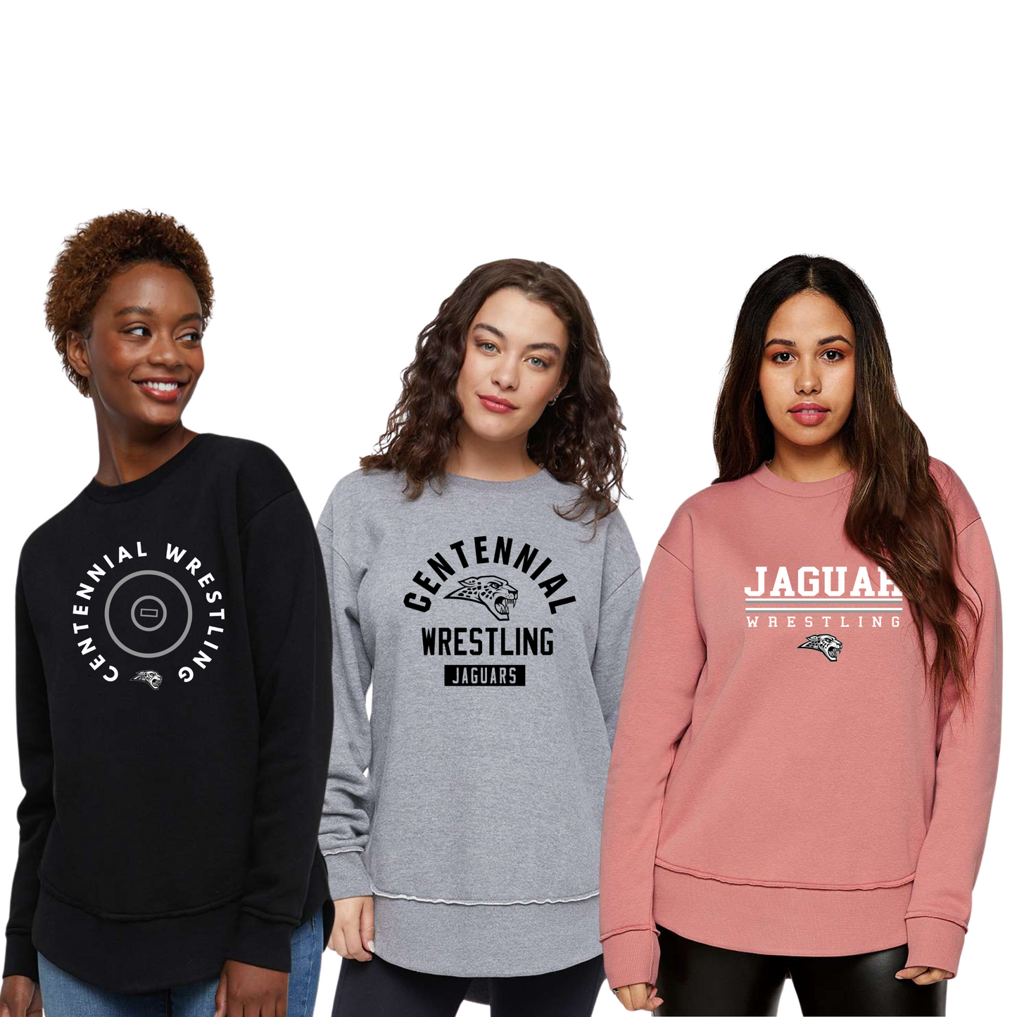 Adult - (5 Designs) Ladies Fleece Sweatshirt (Centennial Jaguar Wrestling)