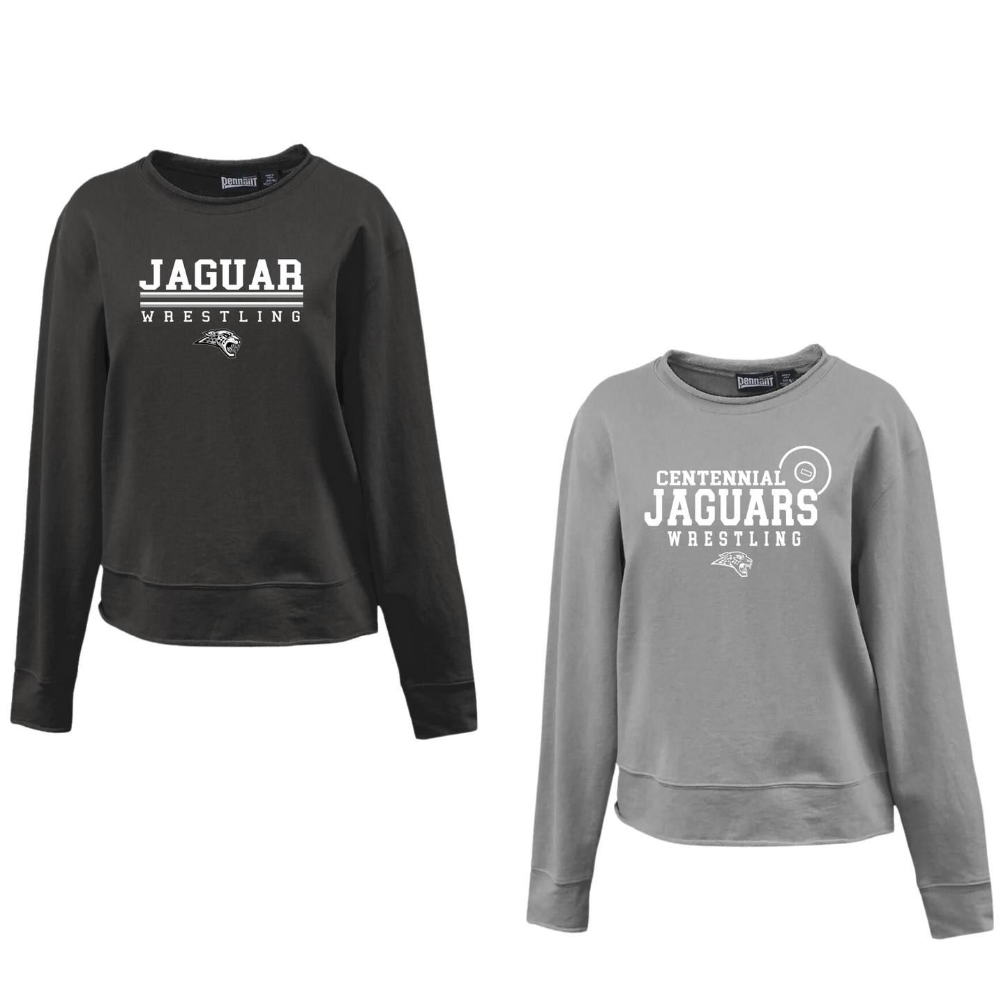 Ladies - (5 Designs) Roll Edge Crewneck Sweatshirt - (Centennial Jaguar Wrestling)