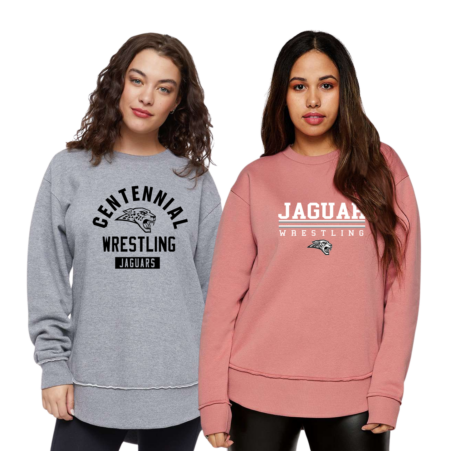 Adult - (5 Designs) Ladies Fleece Sweatshirt (Centennial Jaguar Wrestling)