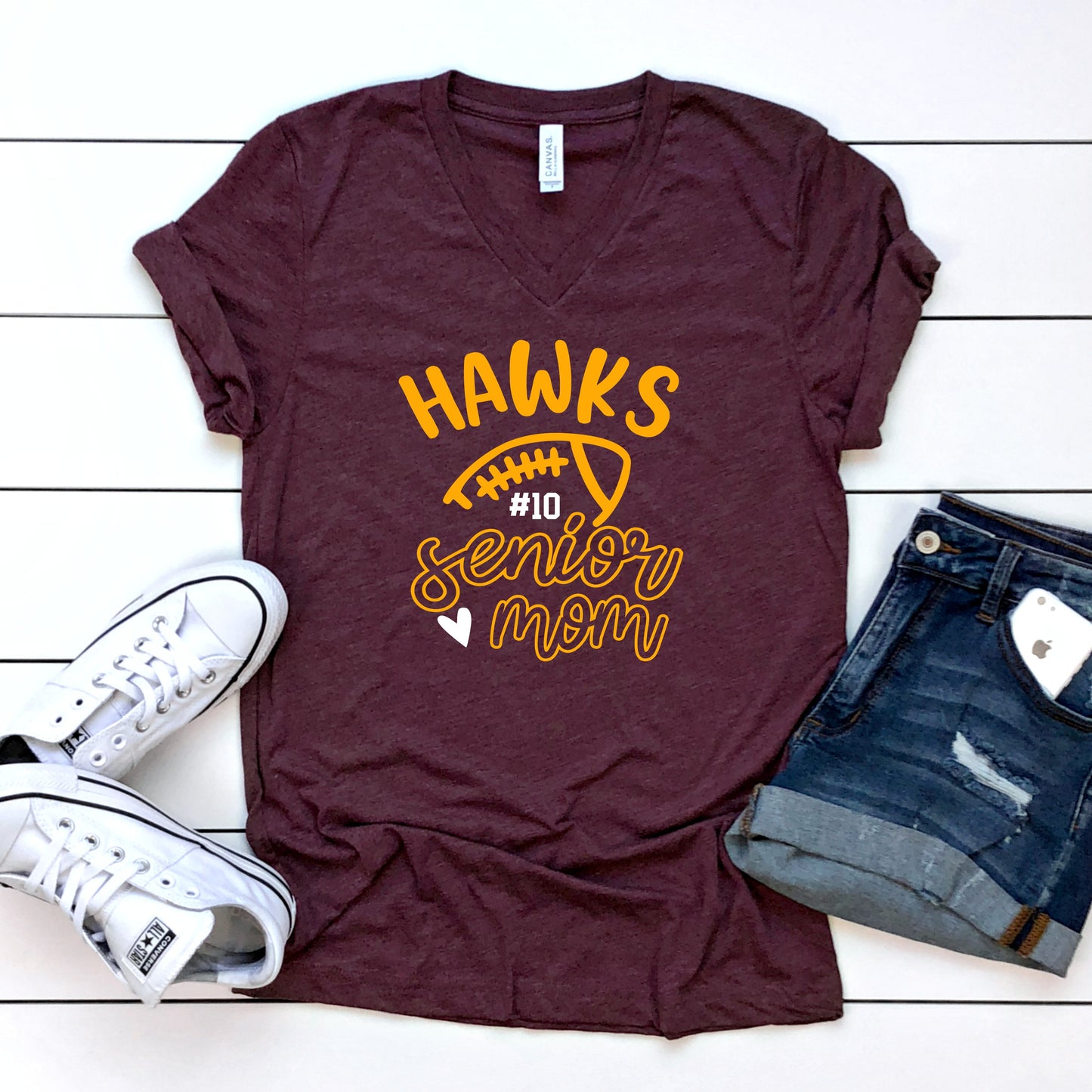 Ankeny Hawks Senior Football Moms 2024-2025 (6 apparel options - Option to add # to front & back)