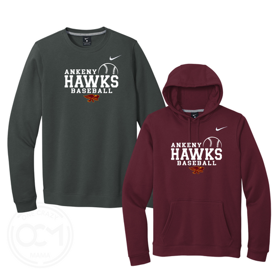 Adult & Ladies - Nike Sweatshirts (Ankeny Hawks Baseball Collection)