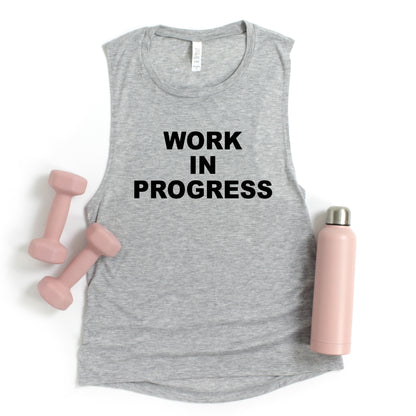 Work in Progress - Ladies Flowy Scoop Muscle Tank