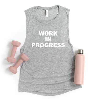 Work in Progress - Ladies Flowy Scoop Muscle Tank