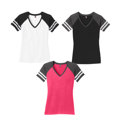 Ladies - District V-Neck Tee (North Metro Wrestling)