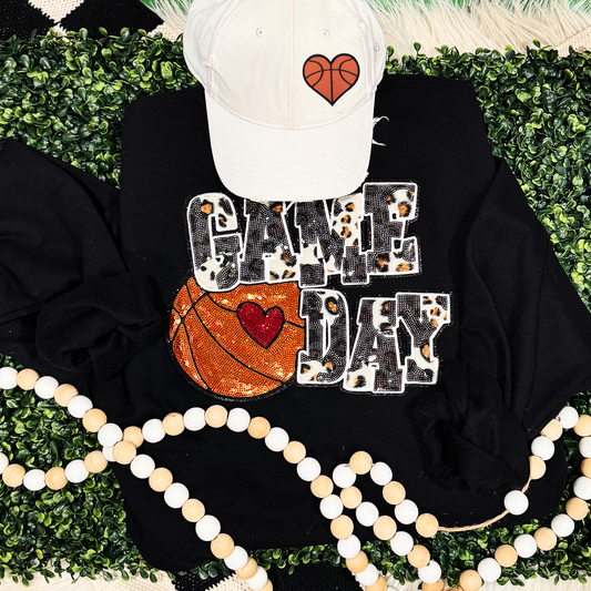 Adult - Game Day Basketball Sequin Patch Tees & Sweatshirts (Comfort Colors)