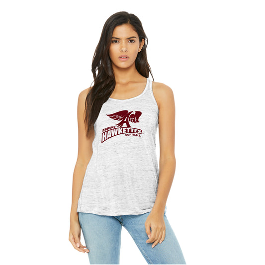 Ladies - Flowy Racerback Tank - (Ankeny Hawkette Softball)