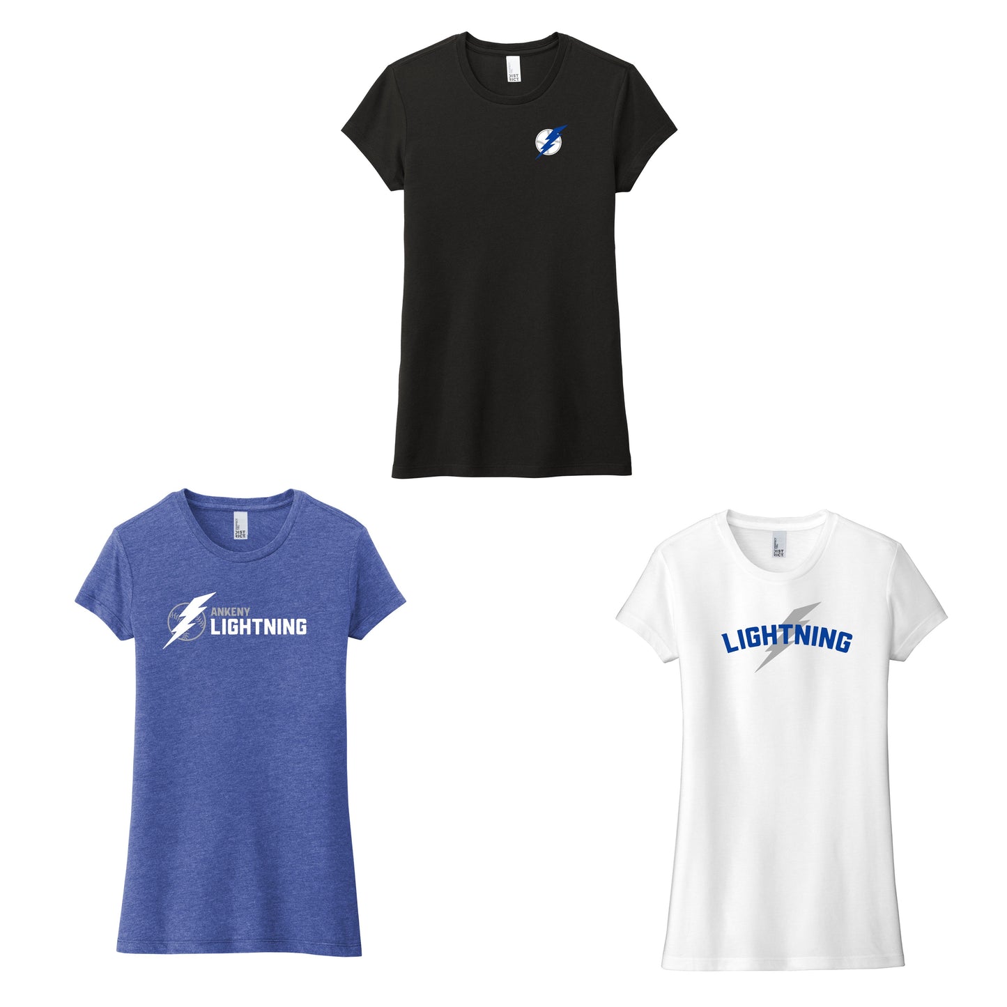 Ladies - District Cotton/Poly Tee - (Lightning Baseball)